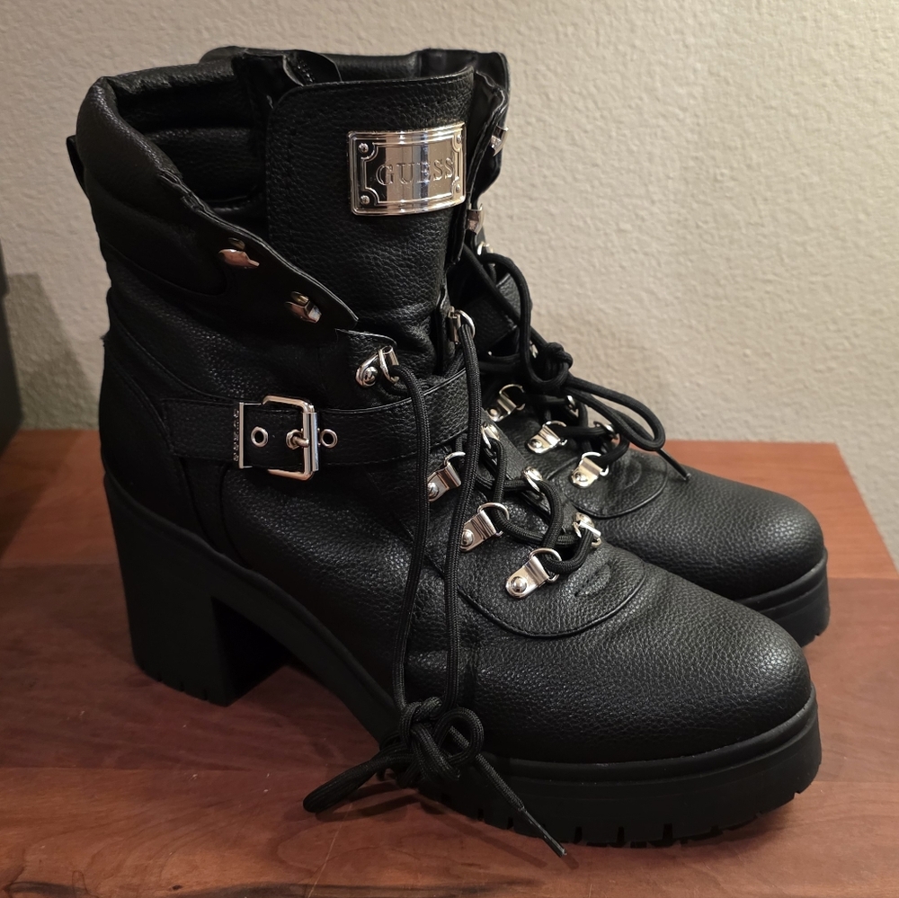 Guess Black Combat Moto Boots